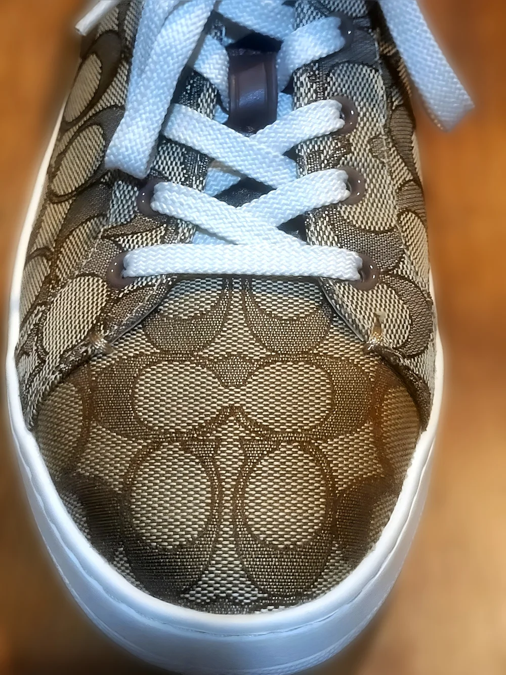 Coach Clip Low Top G4967 Signature Canvas Khaki Saddle Brown Women’s 11